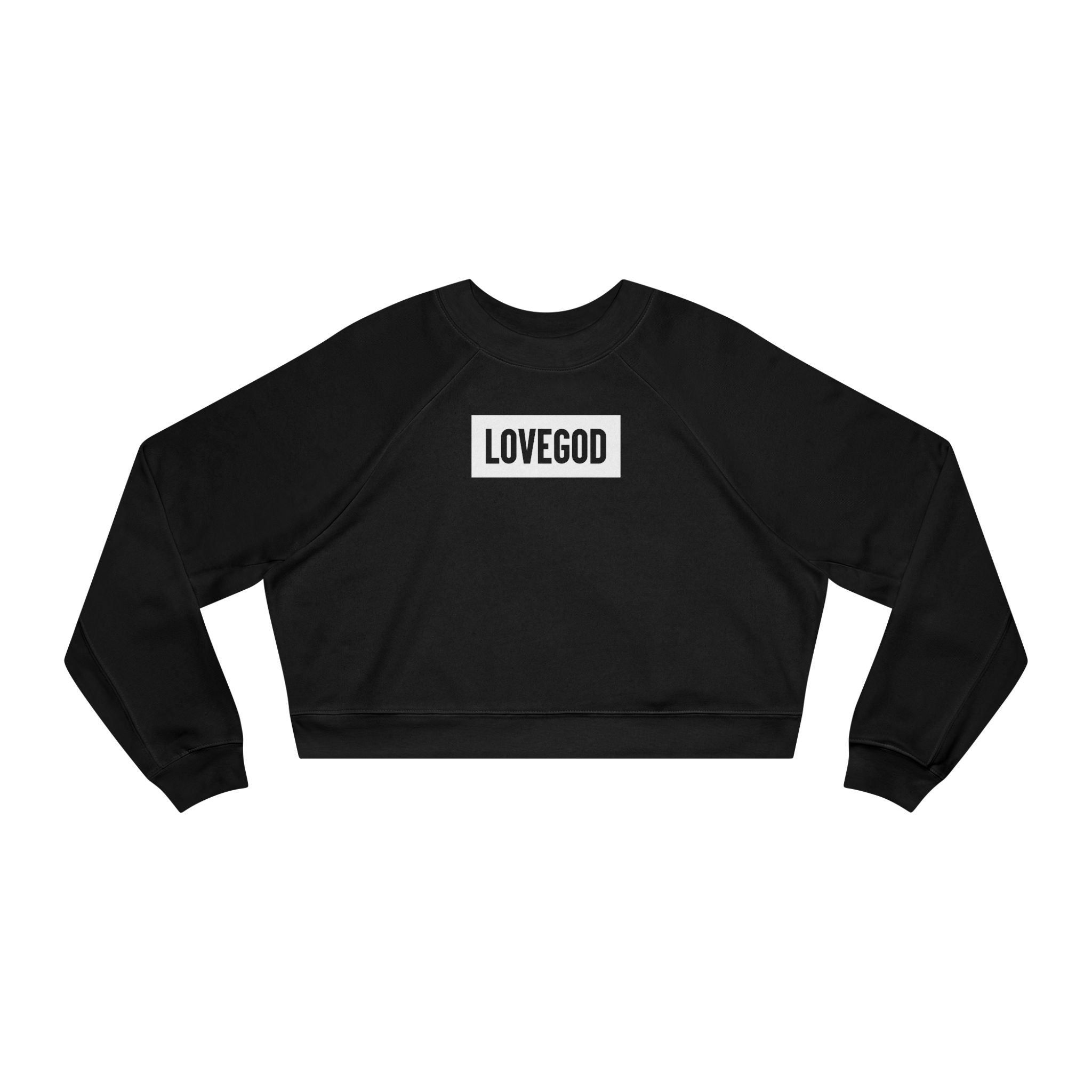 LOVEGOD Women's Black Cropped Fleece Pullover