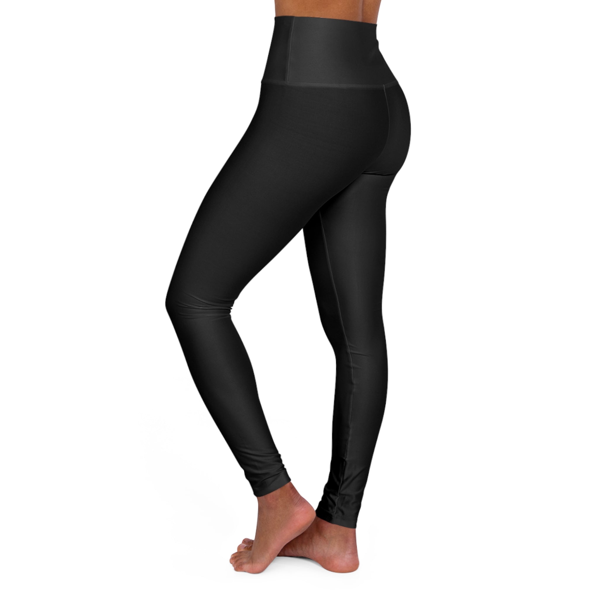 LOVEGOD - Womens High Waisted Black Yoga Leggings - White Logo