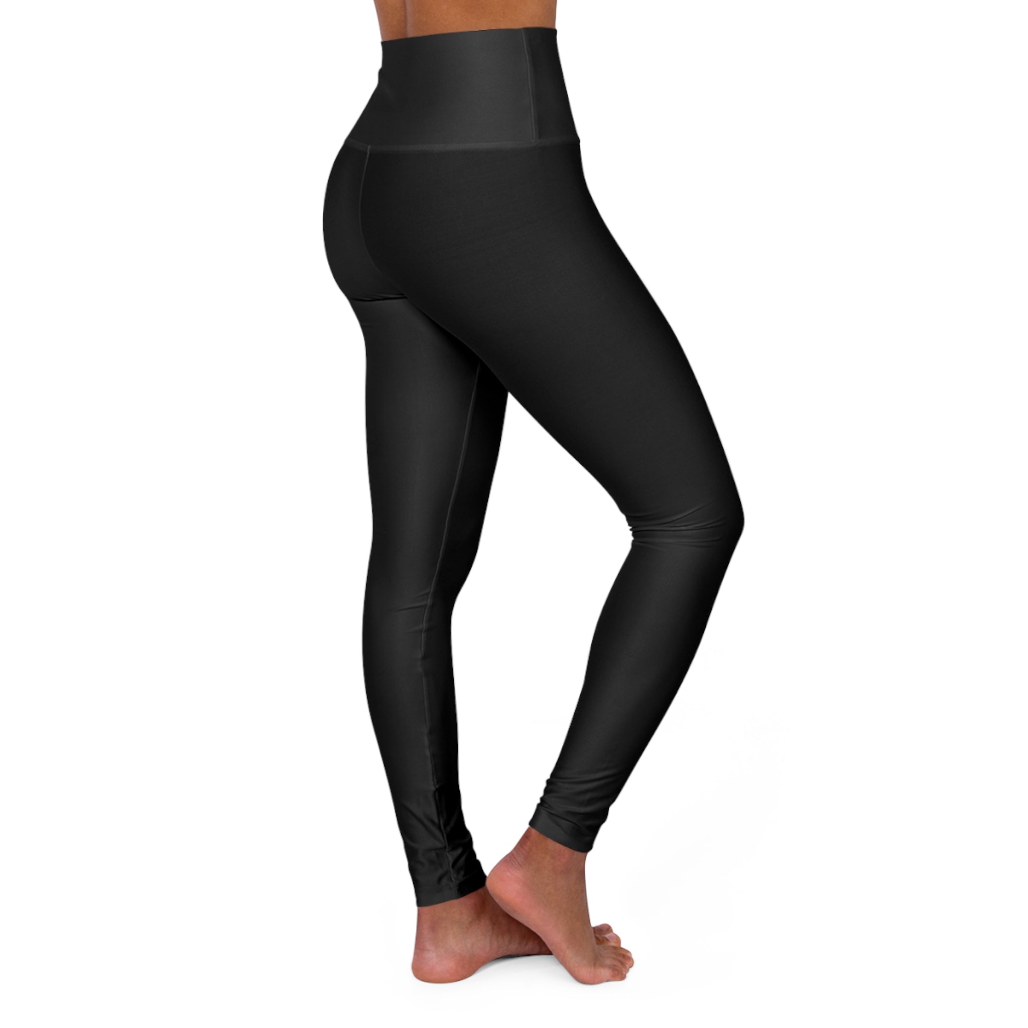 LOVEGOD - Womens High Waisted Black Yoga Leggings - White Logo