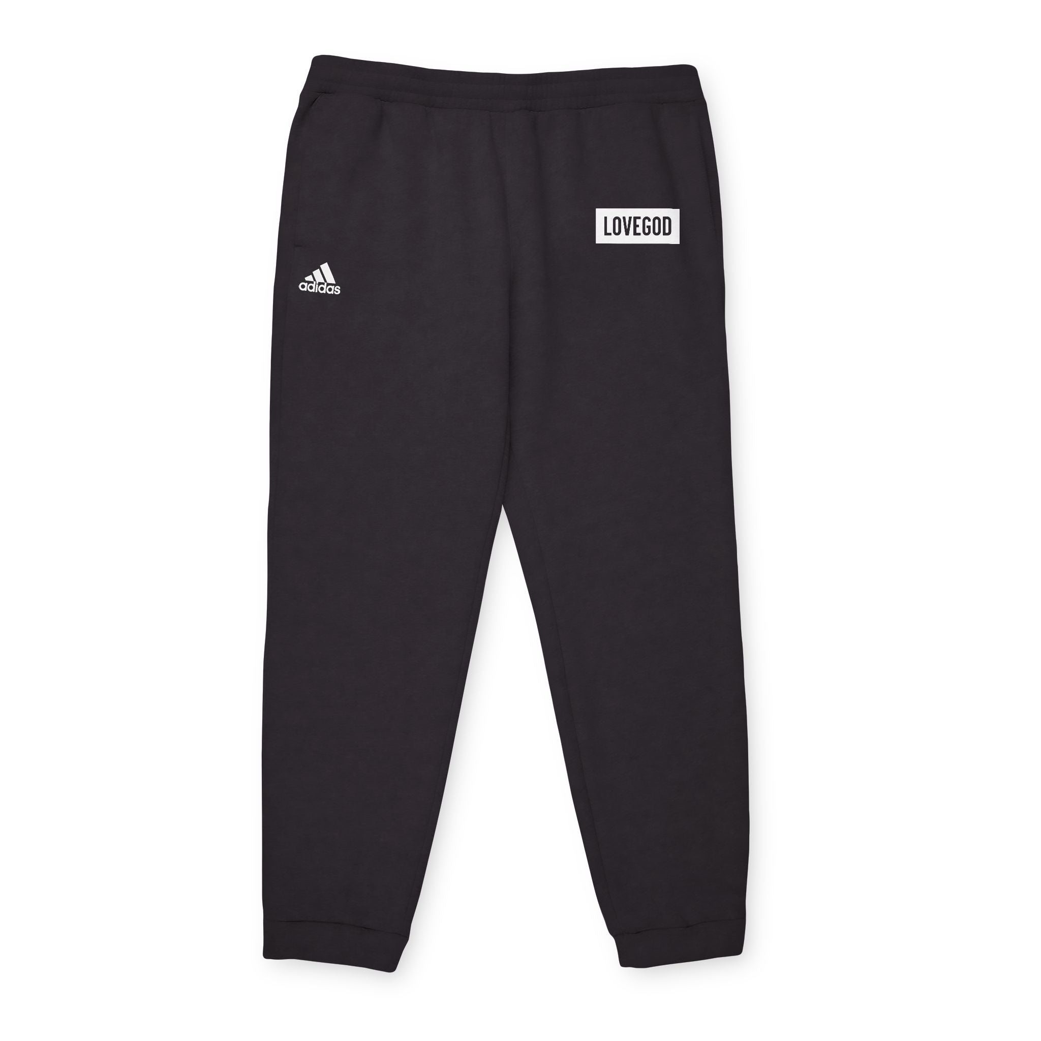 LOVEGOD x Adidas Limited Edition Unisex Black Fleece Joggers