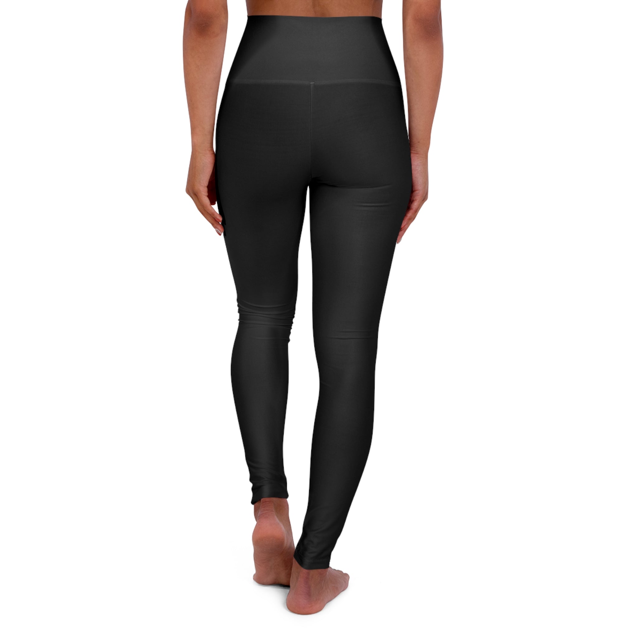 LOVEGOD - Womens High Waisted Black Yoga Leggings - White Logo