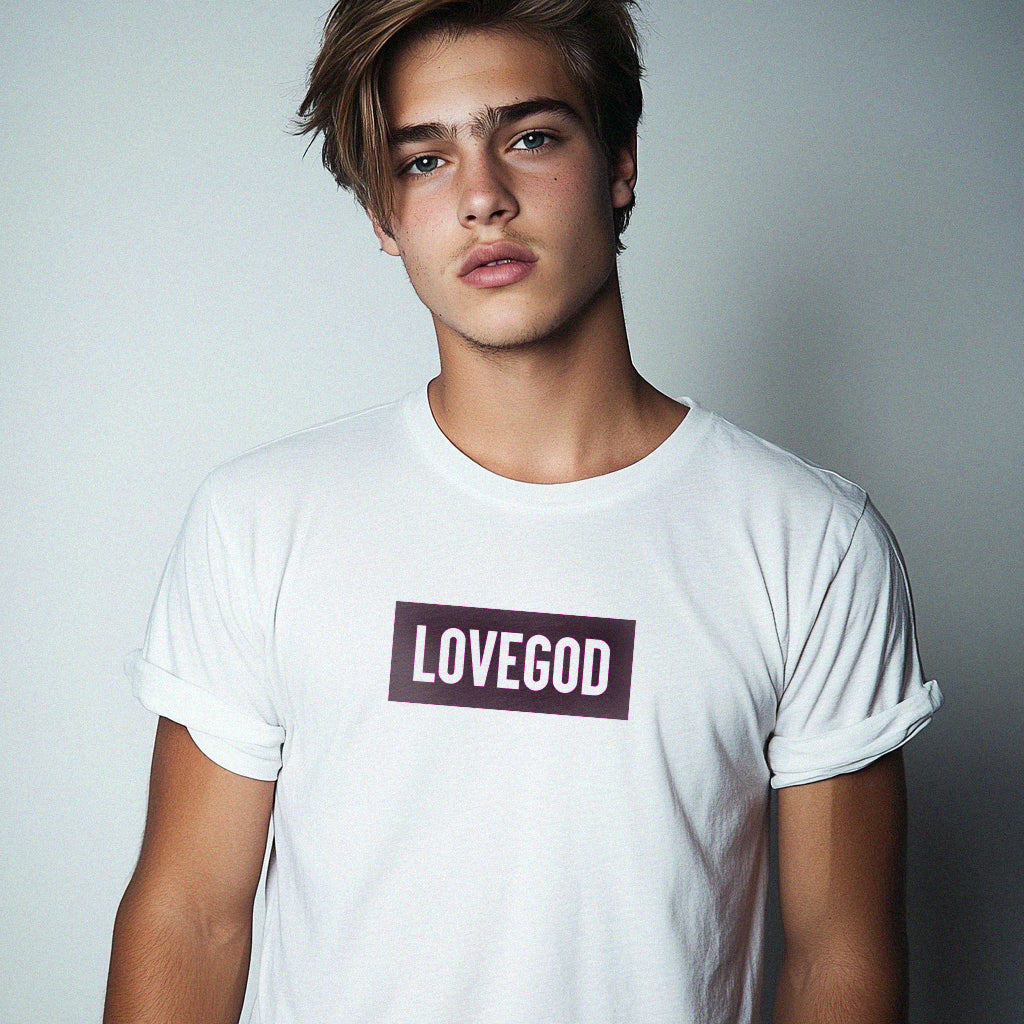 LOVEGOD Classic White Tee – Black Logo