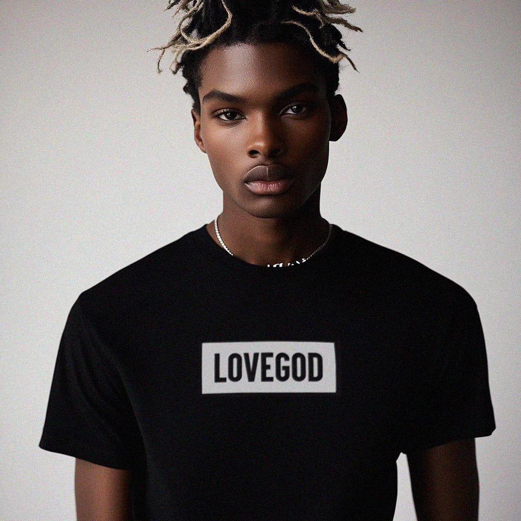 LOVEGOD Classic Black Tee – White Logo